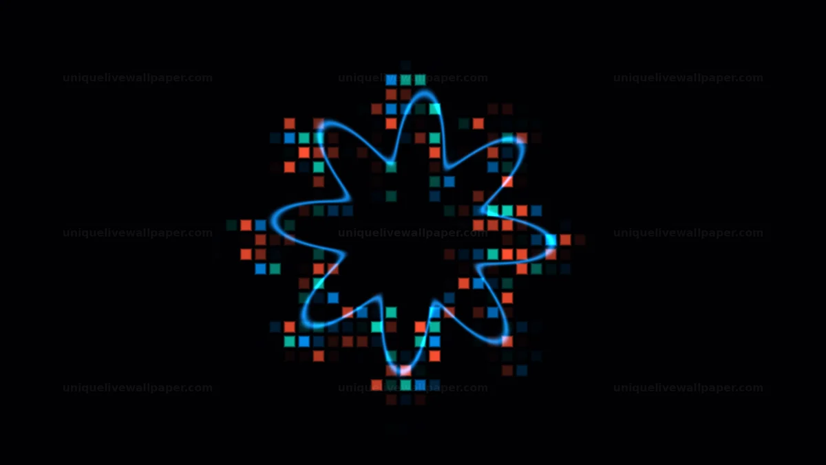 Neon Pixel Flower Particle Pattern Seamless Loop