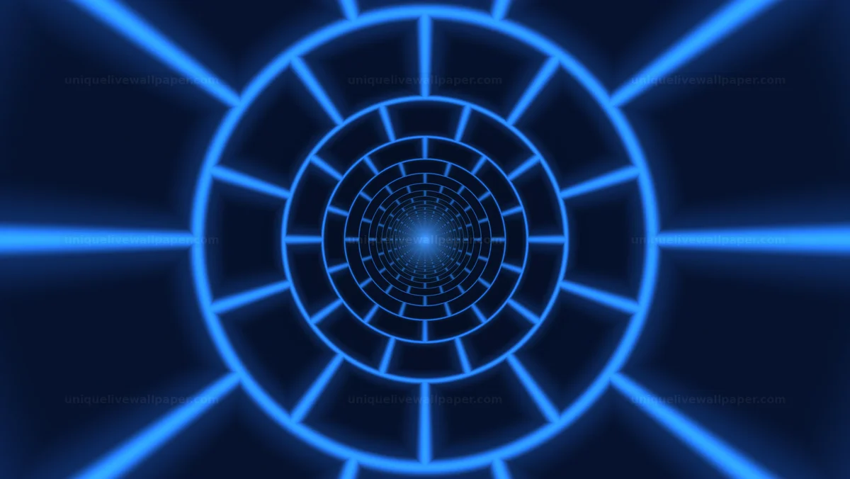 Watermarked thumbnail for Blue Energy Wormhole Tunnel Background Seamless Loop