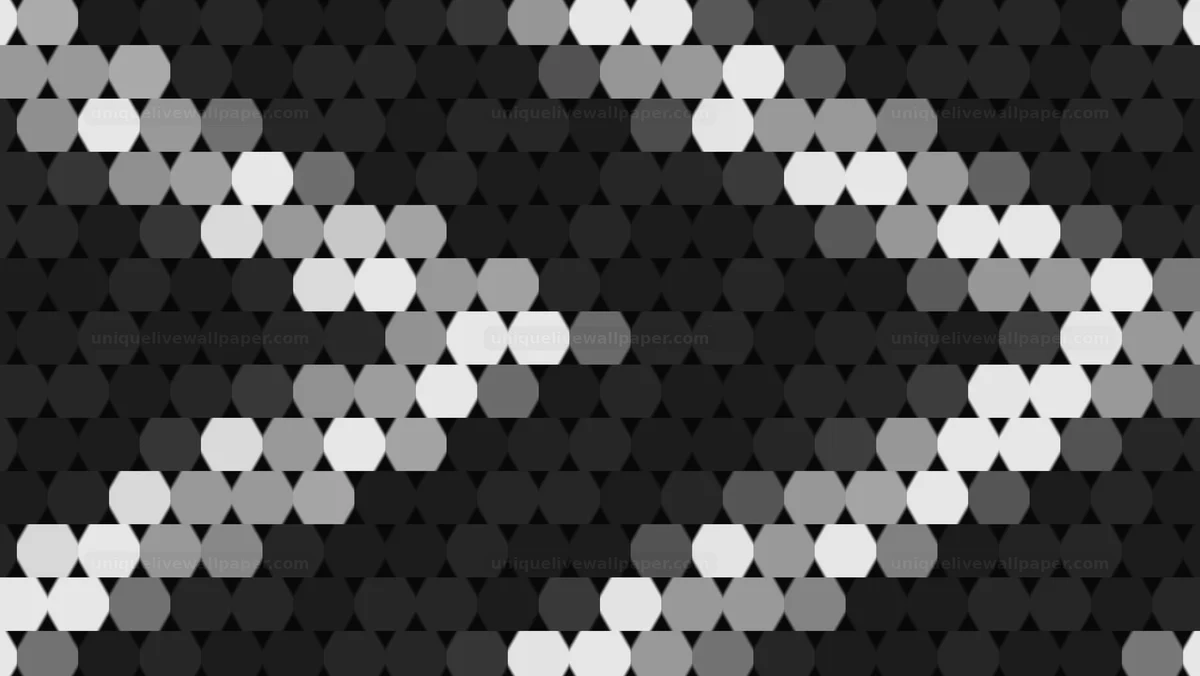 Black and White Geometric Hexagon Wave Background Seamless Loop