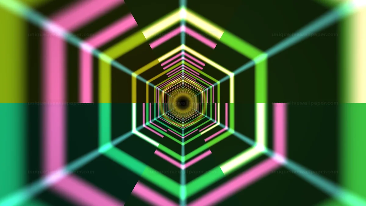 Watermarked thumbnail for Neon Hexagonal Tunnel Seamless Loop