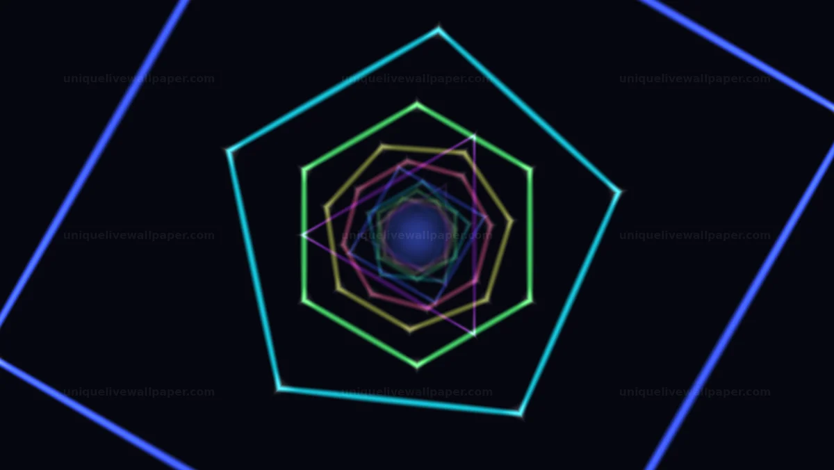 Neon Wireframe Polygon Tunnel Seamless Loop