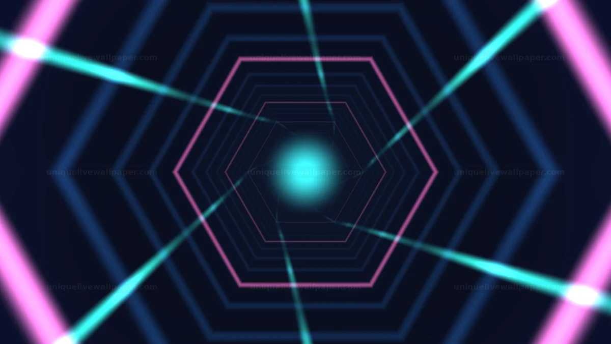 Watermarked thumbnail for Neon Hexagonal Tunnel Seamless Loop