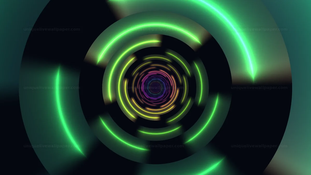 Watermarked thumbnail for Neon Spiral Vortex Background Seamless Loop