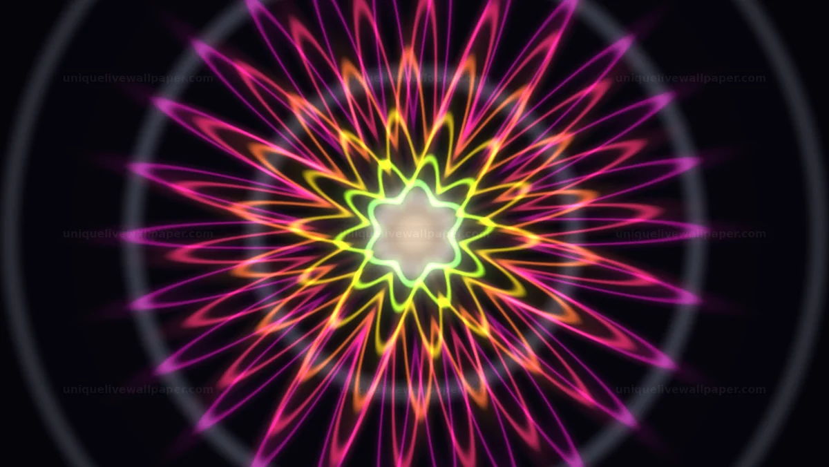 Watermarked thumbnail for Neon Radial Kaleidoscope Mandala Seamless Loop