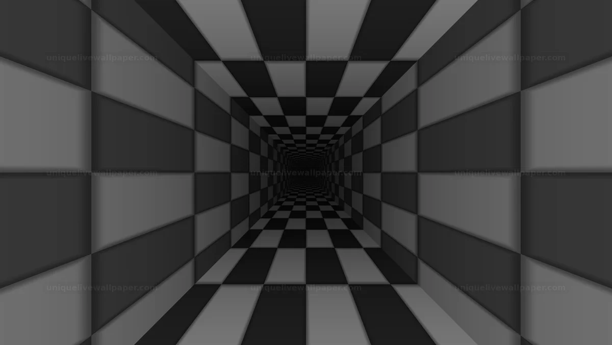 Watermarked thumbnail for Monochrome Checkerboard Tunnel Depth Illusion Seamless Loop