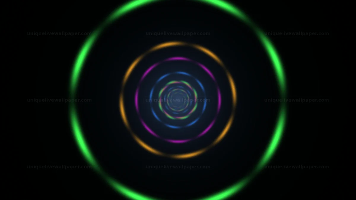 Cosmic vortex tunnel background shows colorful moving circles