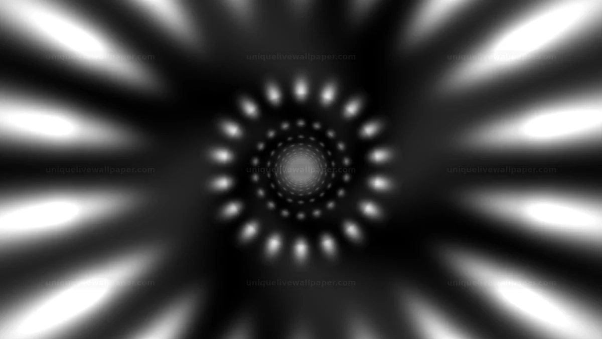 Monochrome liquid spiral tunnel background creates a visual effect