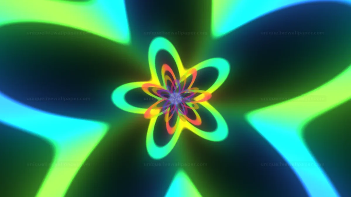 Neon Kaleidoscopic Flower Pattern Seamless Loop