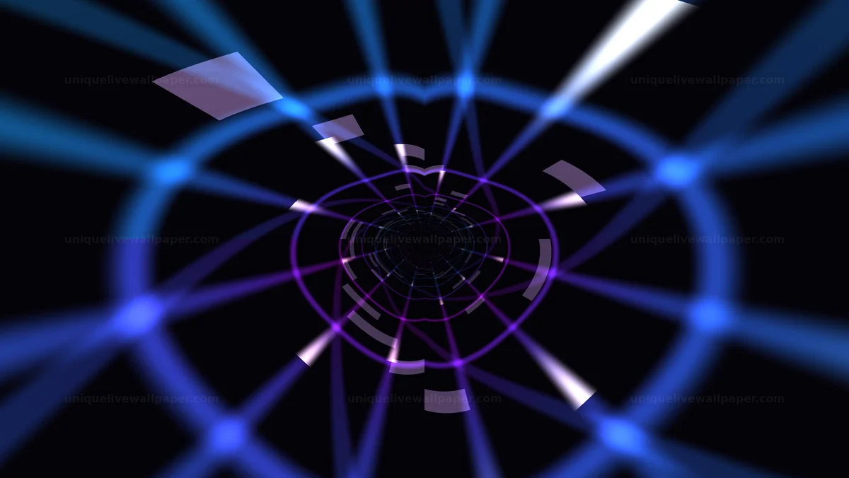 Watermarked thumbnail for Purple Radial Light Tunnel with Rings Seamless Loop